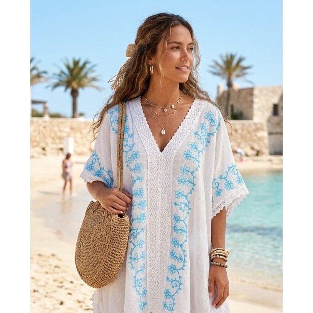 Beach by Exist Cotton Embroidered Kimono Cover Up